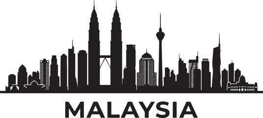 Obraz premium Malaysia city skyline silhouette illustration