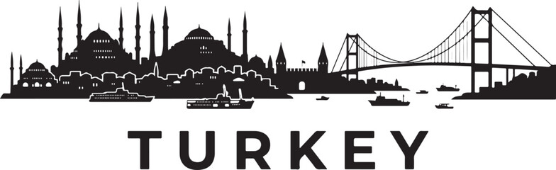Obraz premium Stunning Istanbul skyline with historic mosques and bridge silhouette