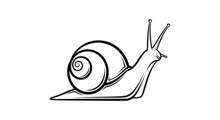 Detailed Line Art Depiction of a Snail with Spiral Shell. © prastyo