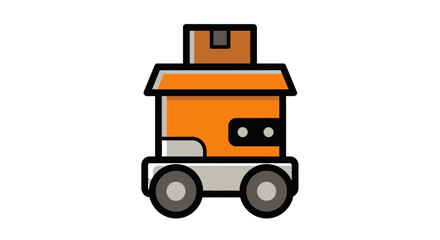 Naklejka premium A simple orange robot icon with wheels.