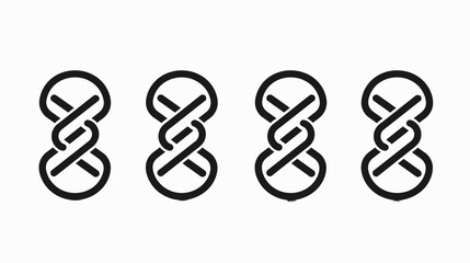 Obraz premium A geometric pattern displaying four abstract shapes, symmetrical and circular, with a black and white color scheme