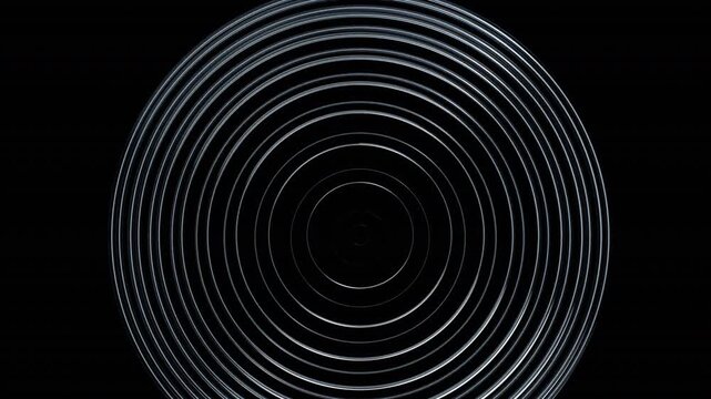Abstract Concentric Silver Ring Waves, 3D rendering, Seamless Looping 4K Video