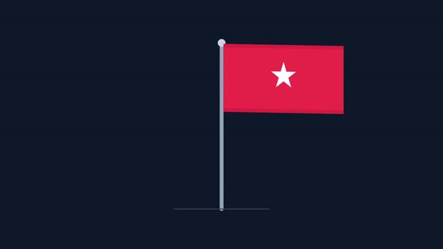 Animated Flag of Vietnam Waving on a Pole Against a Dark Background.