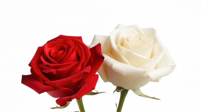 Red and White Roses Isolated Floral Closeup