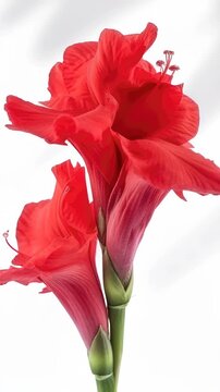 Bright Red Amaryllis Flower Close Up View