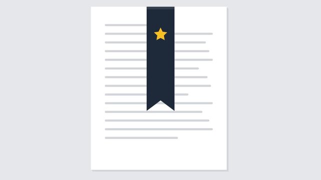 Document with Bookmark and Star Icon - Essential for Organization and Important Information.