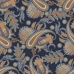 Asian Vintage floral background. Damask paisley seamless vector pattern © antalogiya