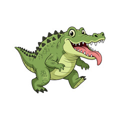 Obraz premium A cartoon green crocodile with its tongue out