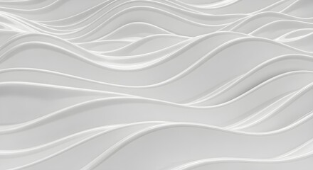 Obraz premium Abstract 3D render of elegant white flowing waves. Minimalist, clean, and smooth organic curves create a sense of movement and modern design.