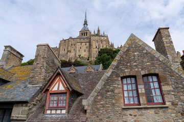 Obraz premium Mont Saint Michel Abbey on an island, Normandy, France