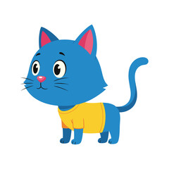 A blue cartoon cat wearing a yellow shirt © HOSSAINSTOCK