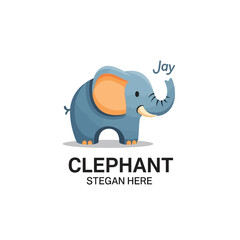 Obraz premium Cute cartoon elephant logo, playful and friendly design