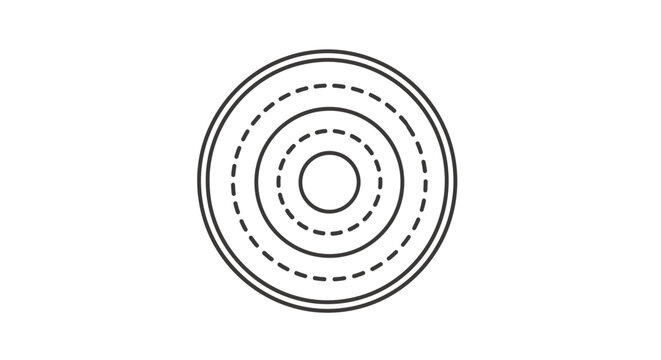 Concentric circles with alternating solid and dashed lines, forming a target or ripple pattern.