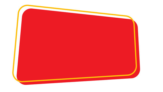 Red rounded rectangle with yellow border, empty banner for text, design element for promotion or sale, copy space, white background, rounded corners
