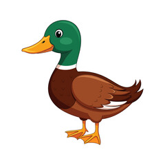 A cartoon duck with a green head and brown body