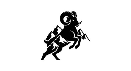 Fototapeta premium Silhouette of a ram with mountain