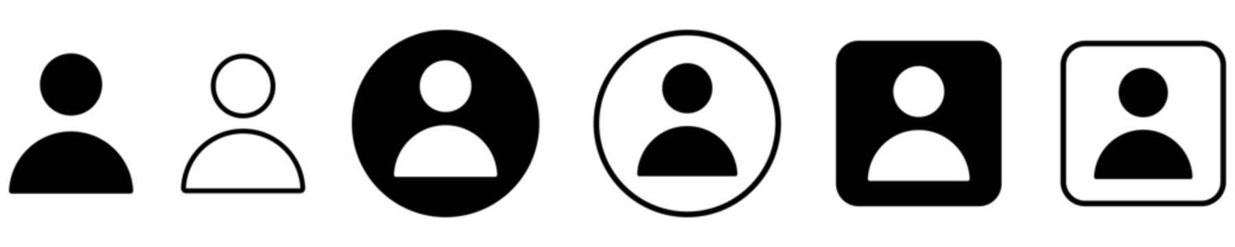 Set of signs and symbols for web design. Set of user and profile web icons in black and white colors. Vector illustration.