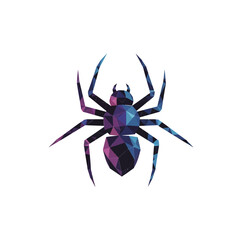 Obraz premium Low Poly Spider, Geometric Insect, Abstract Animal Art, Dark Blue and Pink