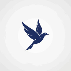 Minimalist Navy Blue Bird Silhouette Flying Freedom Concept