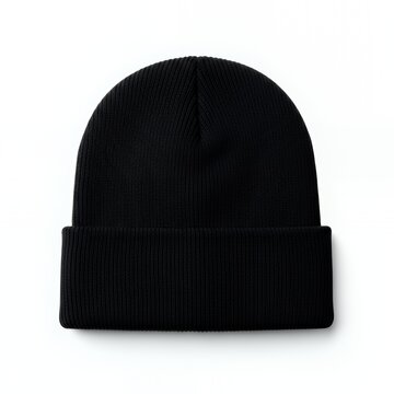 Beanie mockup - skully blank mock up black knitted cap front centered isolated for clothing branding and apparel product design beanie mockup clothing mockup isolated apparel winter fashion cap casual