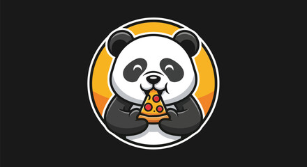 Cartoon panda eating pizza © Hypequadrat