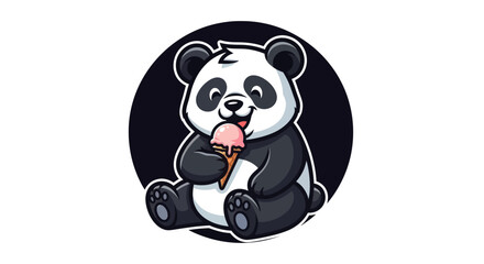 Cartoon panda enjoying ice cream cone © Hype