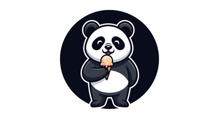 Cartoon panda enjoying ice cream cone © Hype
