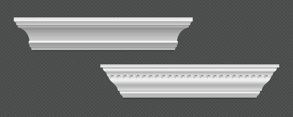 Classic Decorative Wall and Ceiling Molding Set – Elegant Crown Molding, Baseboard, and Architectural Trim Vector Collection © gzba