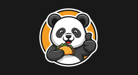 Cartoon panda with taco and thumbs up © Hype