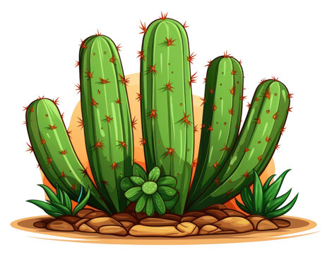 PNG 1 cactus illustration vector plant white background semi-arid.