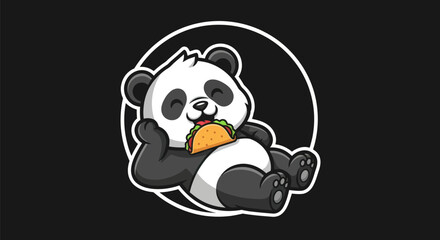 Cartoon panda enjoying taco isolated © Hype