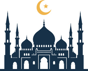 Fototapeta premium Ramadan Kareem Islamic mosque with crescent moon and star religious greeting