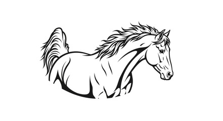 Elegant Horse Illustration - A Detailed Black and White Depiction.
