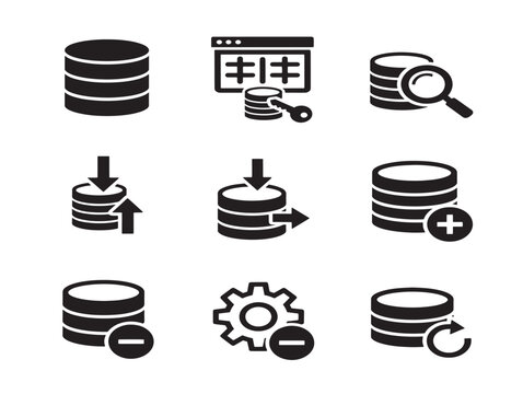 Database Interface Icon Set with Professional Modern Design