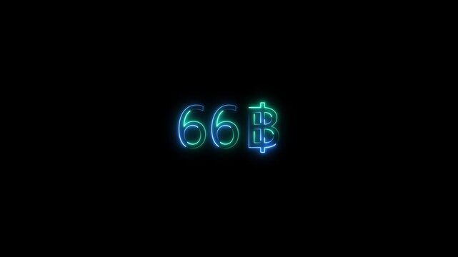 Vibrant neon counting 0 to 700 baht &ndash; electric currency flow on black background.