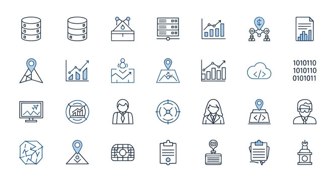 Data and analytics icon set