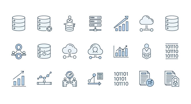 Data and cloud computing icon set