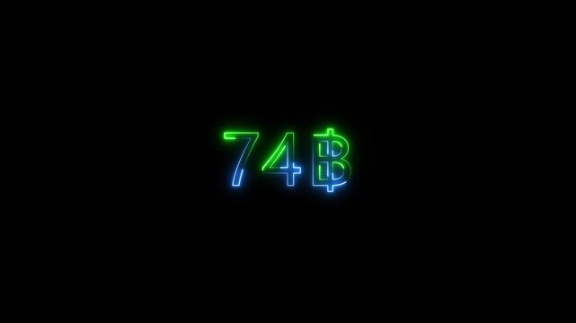 Electric neon counter from 0 to 800 baht &ndash; glowing money animation on black.
