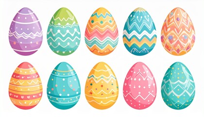 A vibrant collection of uniquely decorated Easter eggs, each a symbol of new beginnings and the joyous spirit of spring celebrations, featuring diverse patterns and cheerful colors