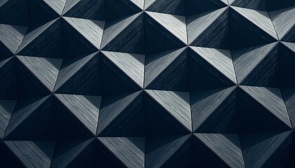 Fototapeta premium A fascinating dark geometric pattern of interconnected pyramidal shapes creating a striking abstract texture with intriguing interplay of light and shadow, perfect for a contemporary background