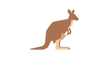 Flat Vector Illustration of a Kangaroo Standing in Profile, Minimalist Australian Wildlife Icon Isolated on White Background