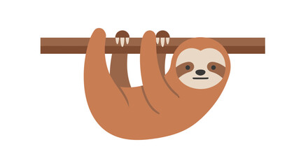 Fototapeta premium Cute Sloth Character Hanging on a Tree Branch Vector Illustration