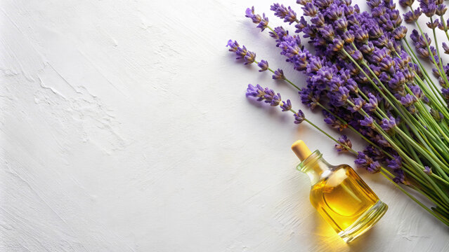 Ethereal Elixir: Lavender Oil and Flowers Dance. 