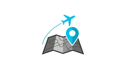Airplane flying over a map location. © Achmad Rahayudin