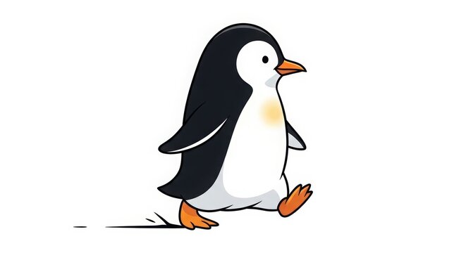 A cartoon penguin walking on the ice