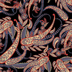 Fototapeta premium Vector textile print. Seamless Design for covers, fabrics, textiles, wrapping paper. Vector pattern Paisley Indian motifs and decorative floral elements