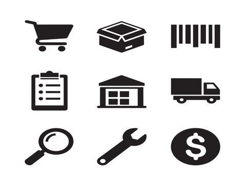 Stunning inventory control icons set with modern stock management visuals