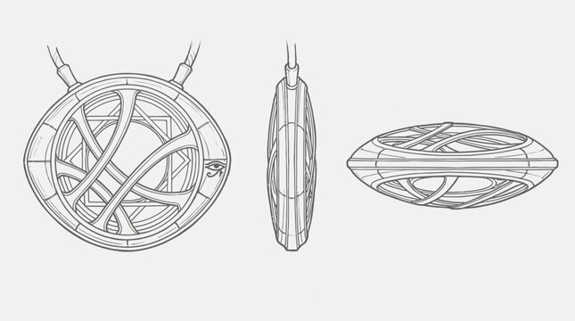 Detailed Draving of the Eye of Agamotto Amulet