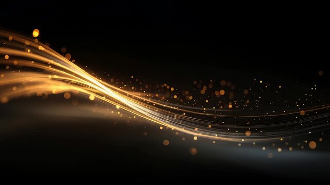 Abstract Golden Light Trails with Soft Bokeh Particles