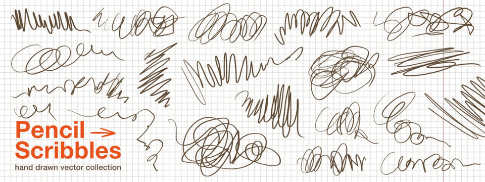 Pencil scratches, scribble doodle lines and texture messy strokes. Vector dynamic sketches of pencil and pen on paper sheet